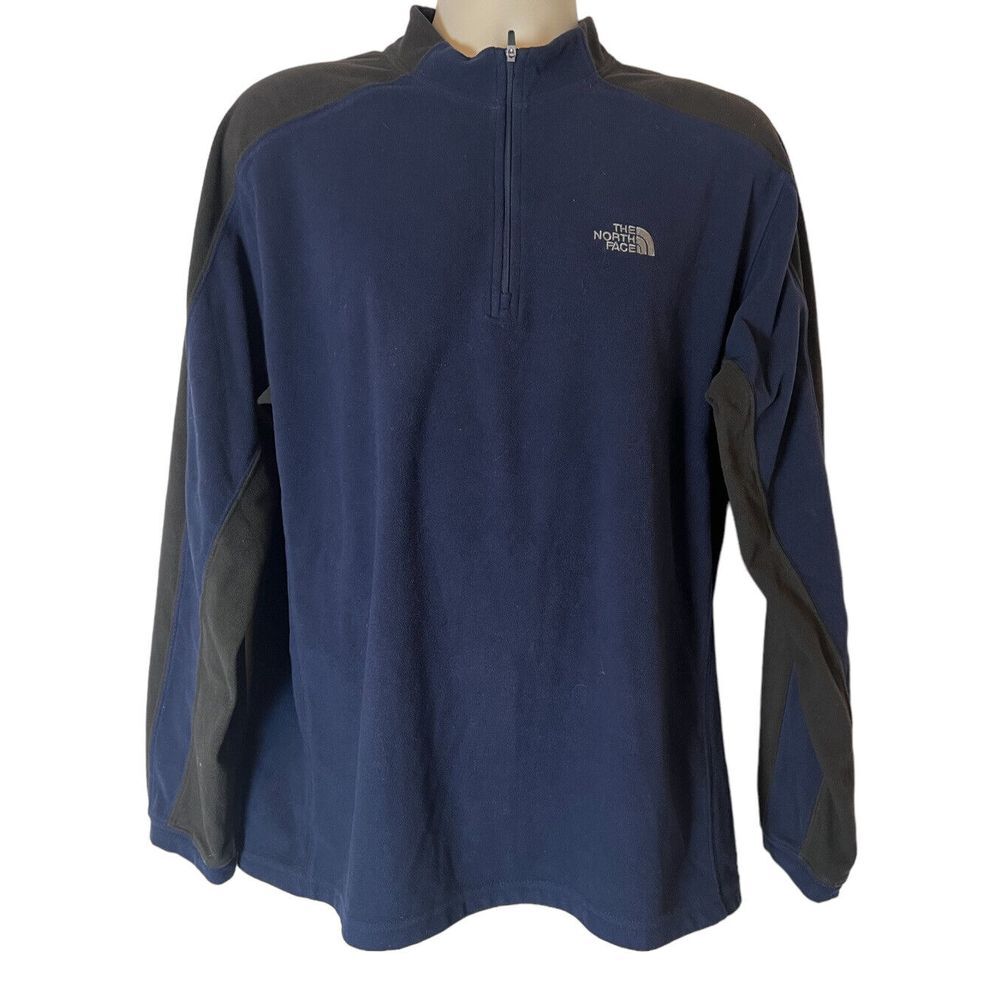 The North Face‎ 1/4 Zip Pullover Fleece Jacket Men's Size L Blue/Black